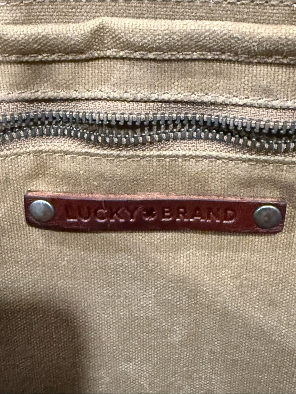 Lucky Brand Vintage Canvas Leather Messenger Bag Crossbody - Picture 5 of 10